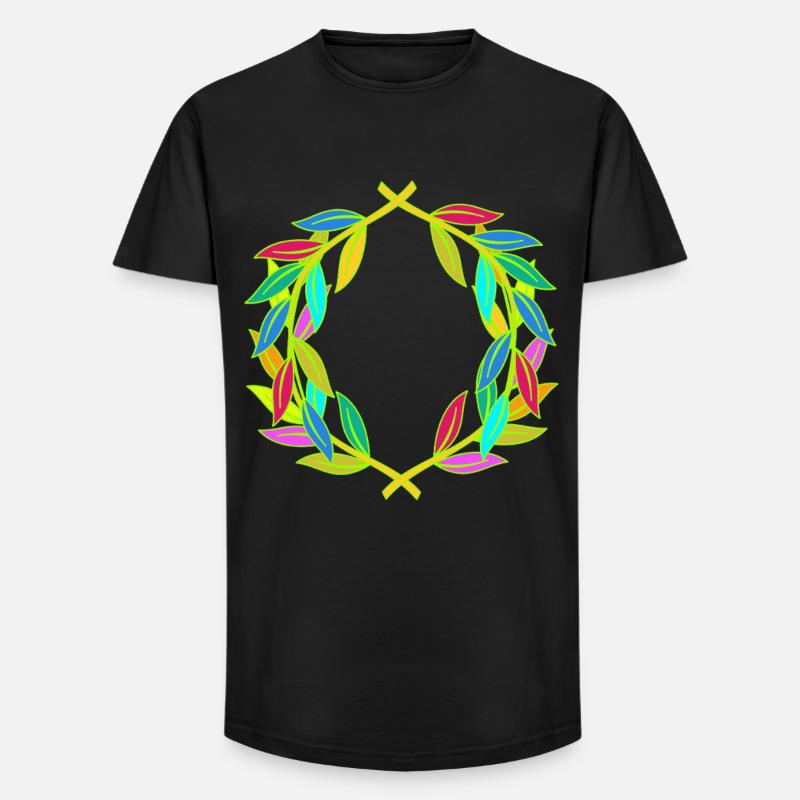 Regenbogen Lorbeerkranz Lorbeer - Long Fit Männer T-Shirt - Schwarz