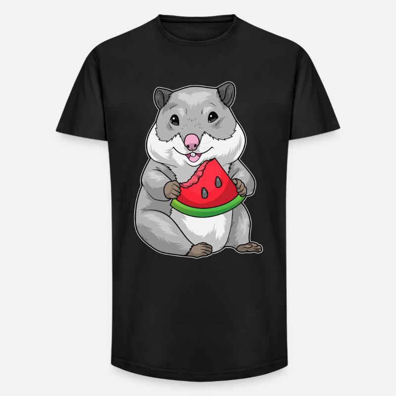 Hamster Pastèque - T-shirt coupe longue homme - noir