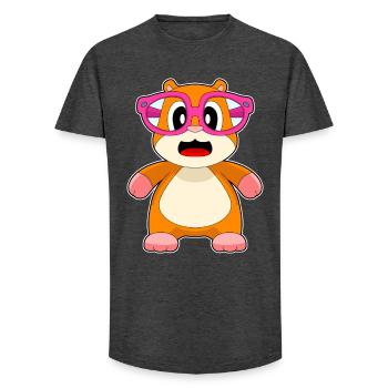 Hamster Glasses - Long Fit Men's T-Shirt - charcoal grey - Front - AI Model Male 185 light (185cm)