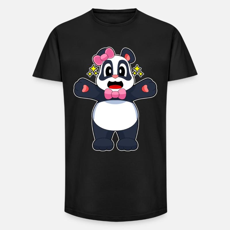 Panda Schleife - Long Fit Männer T-Shirt - Schwarz