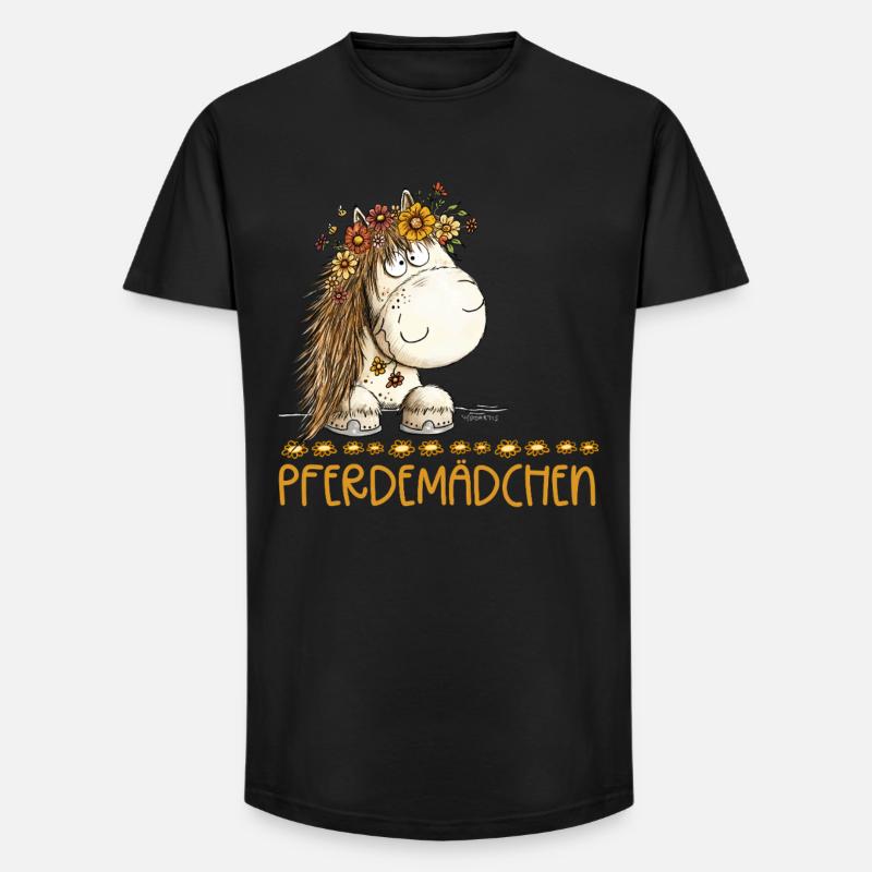 Pferdemädchen Spruch Mit Süßem Pferd - Long Fit Männer T-Shirt - Schwarz