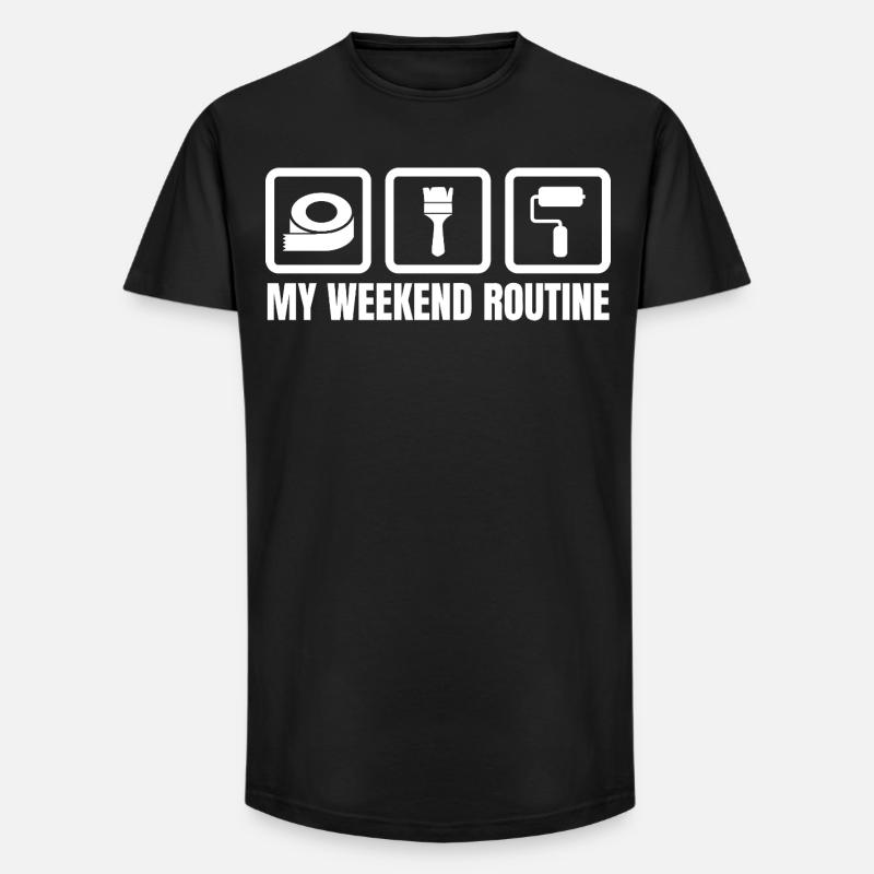 Meine Wochenendroutine - Long Fit Männer T-Shirt - Schwarz