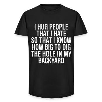 I hug people that I hate so that I know how big - Long Fit Men's T-Shirt - black - Front - AI Model Male 185 light (185cm)