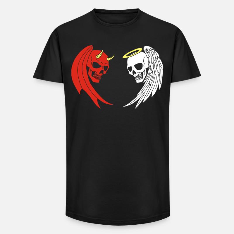 Engel und Dämon Skelett - Long Fit Männer T-Shirt - Schwarz