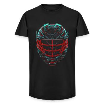 Lacrosse Helmet Retrowave - Long Fit Men's T-Shirt - black - Front - AI Model Male 185 light (185cm)