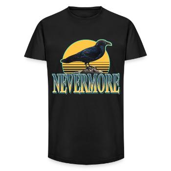 Nevermore – Corbeaux et esthétique gothique - T-shirt coupe longue homme - noir - Devant - AI Model Male 185 light (185cm)