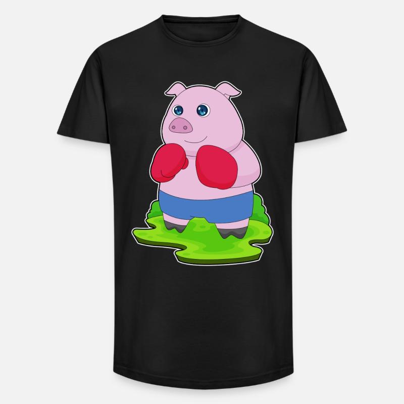 Schwein Boxer Boxhandschuhe Boxen - Long Fit Männer T-Shirt - Schwarz