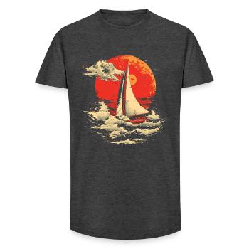 Sailing 90s Look - Long Fit Men's T-Shirt - charcoal grey - Front - AI Model Male 185 light (185cm)