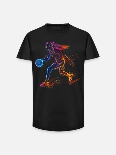 Croquis de joueur de basket-ball - T-shirt coupe longue homme - noir