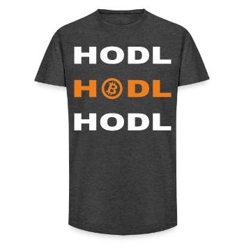 Bitcoin - Hodl Hodl Hodl - Long Fit Männer T-Shirt - Anthrazit - Vorne - AI Model Male 185 light (185cm)