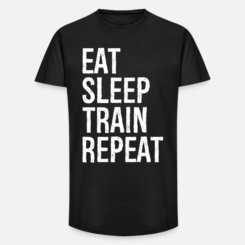 eat sleep train repeat - Long Fit Männer T-Shirt - Schwarz
