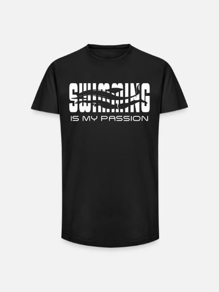 swimming is my passion - Long Fit Men's T-Shirt - black
