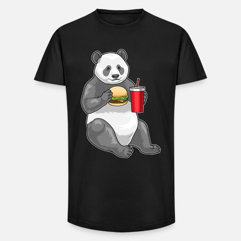 Panda Cheeseburger - Long Fit Männer T-Shirt - Schwarz