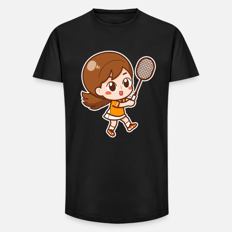 Badminton Mädchen - Long Fit Männer T-Shirt - Schwarz
