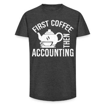 first coffee then accounting shirt - Long Fit Männer T-Shirt - Anthrazit - Vorne - AI Model Male 185 light (185cm)