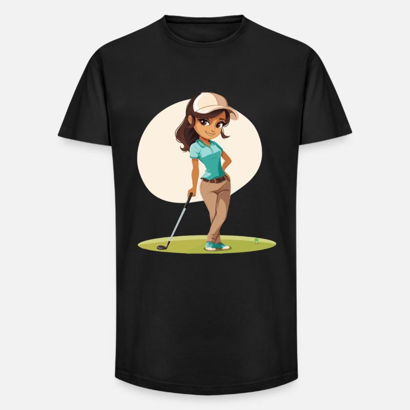 Weiblicher Golfer Comic - Long Fit Männer T-Shirt - Schwarz