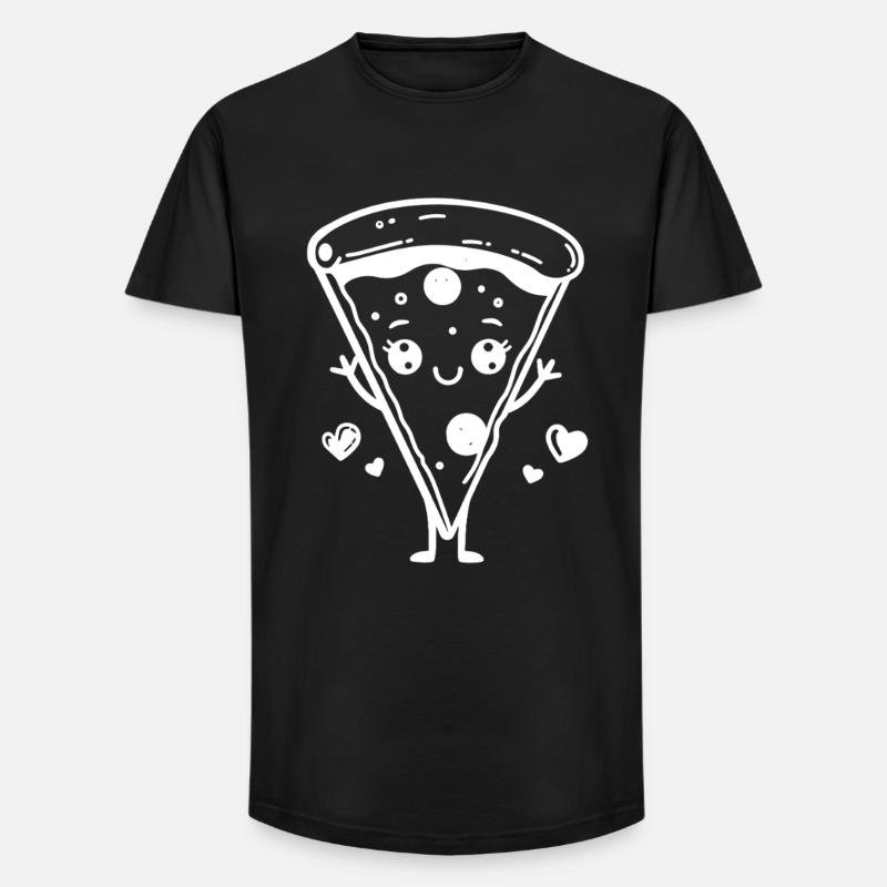 Pizza Comic Stil - Long Fit Männer T-Shirt - Schwarz