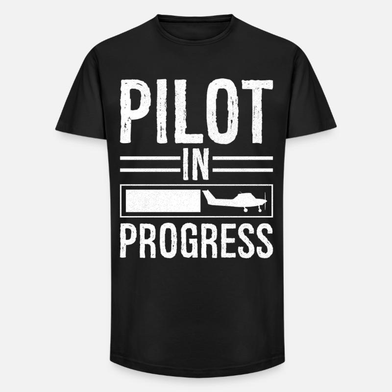Pilot In progress - Long Fit Männer T-Shirt - Schwarz