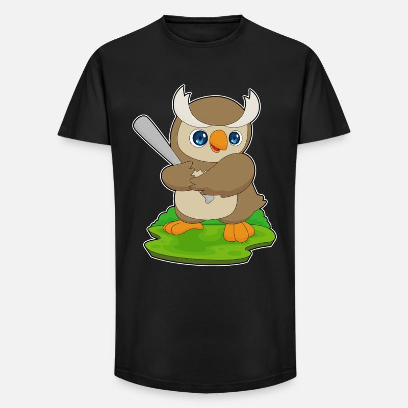 Eule Baseball Baseballschläger - Long Fit Männer T-Shirt - Schwarz