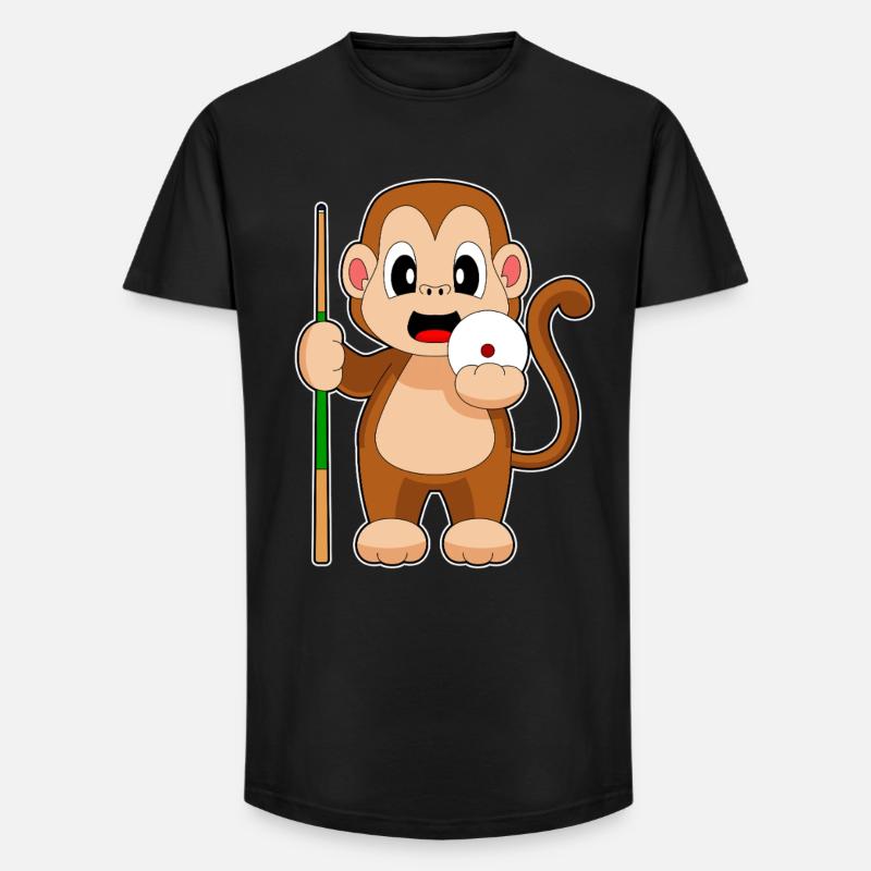 Queue de billard Monkey - T-shirt coupe longue homme - noir