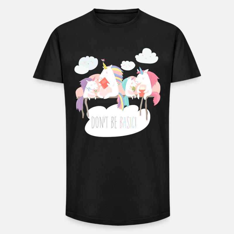 Einhorn don't be basic statement - Long Fit Männer T-Shirt - Schwarz
