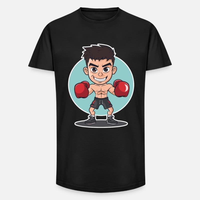 Boxer Comic Look - Long Fit Männer T-Shirt - Schwarz