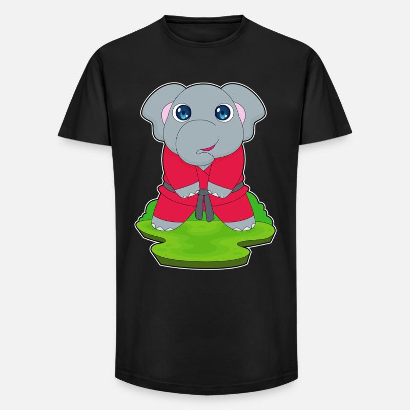 Elefant Kampfkunst Karate - Long Fit Männer T-Shirt - Schwarz