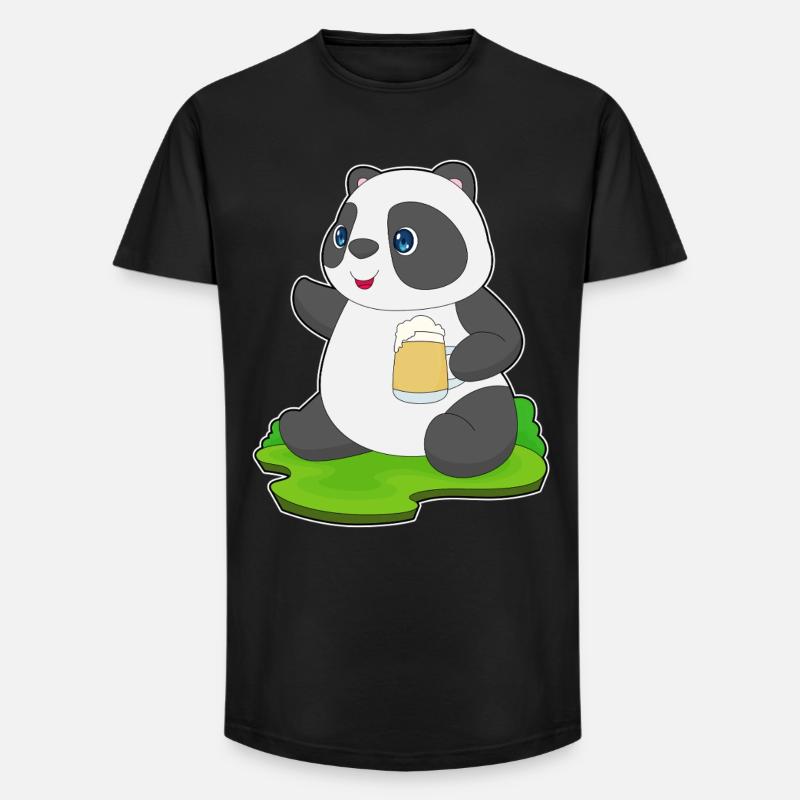 Panda Bier - Long Fit Männer T-Shirt - Schwarz