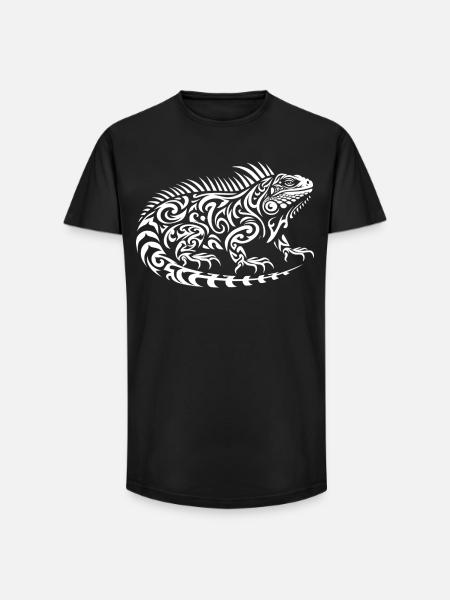 Iguane tribal - T-shirt coupe longue homme - noir