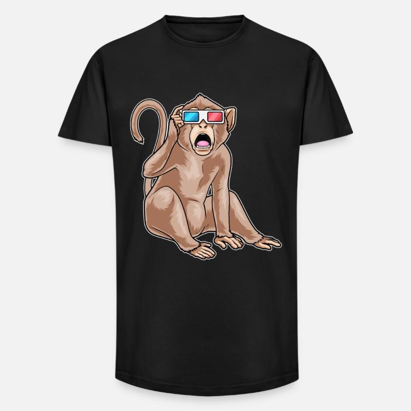 Monkey Glasses - Long Fit Men's T-Shirt - black