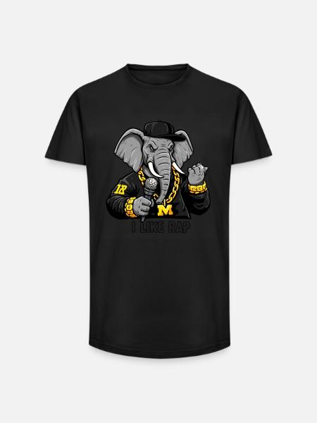 Elephant Rapper: Rap Style and Attitude! - Long Fit Men's T-Shirt - black
