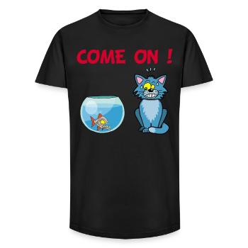 Cat and piranha - Long Fit Men's T-Shirt - black - Front - AI Model Male 185 light (185cm)