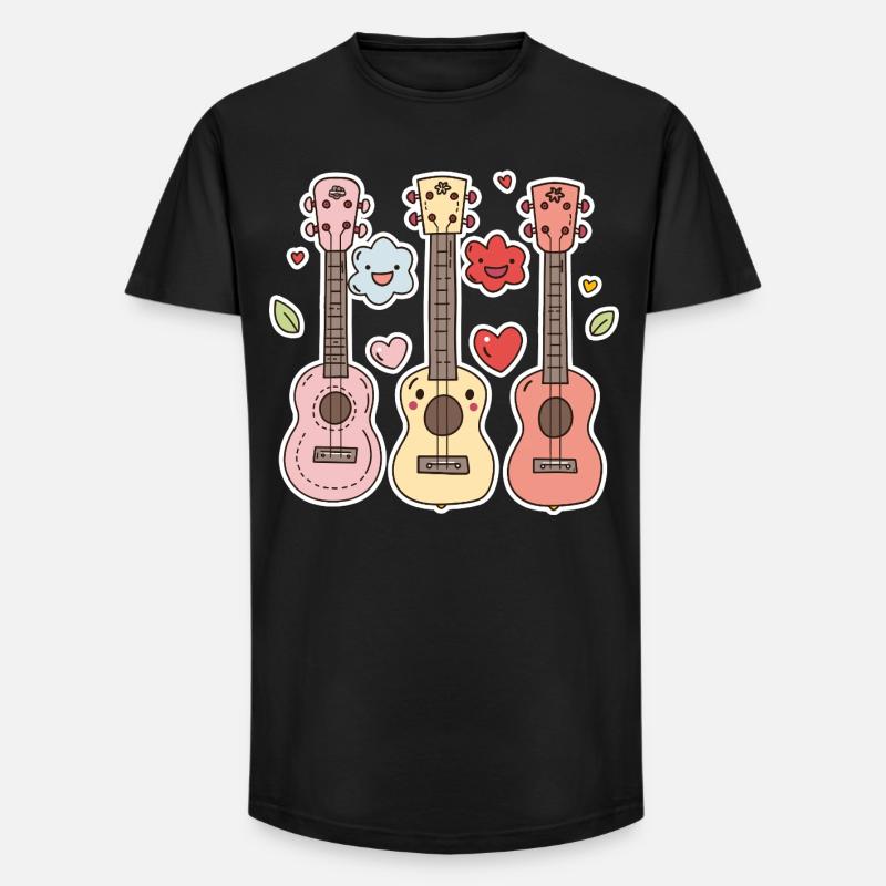 Ukulele Cartoon-Stil - Long Fit Männer T-Shirt - Schwarz