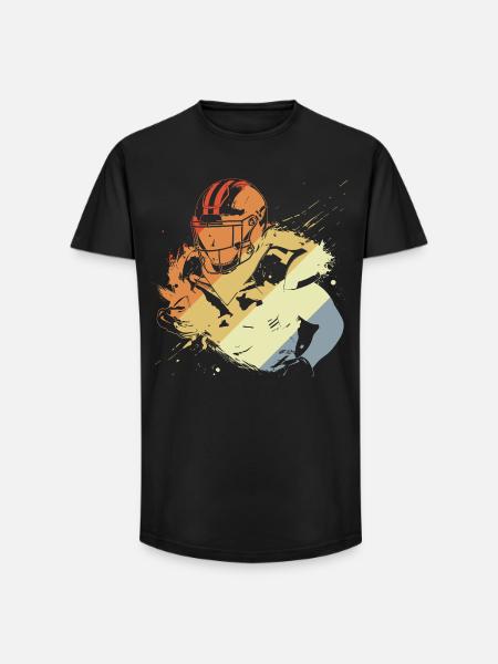 Retro Football Player - Long Fit Men's T-Shirt - black