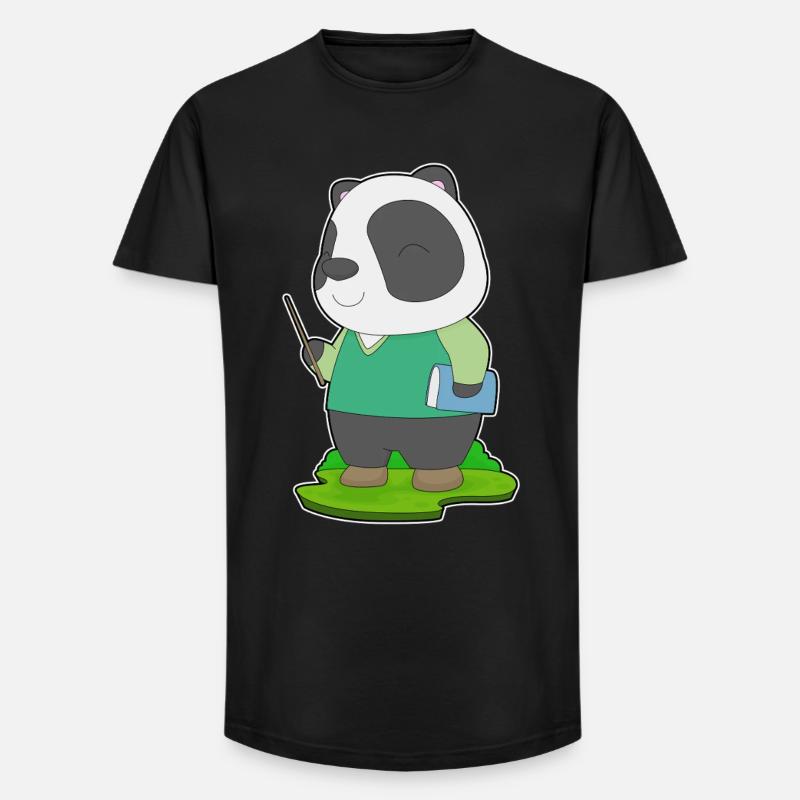 Panda Lehrer Buch - Long Fit Männer T-Shirt - Schwarz