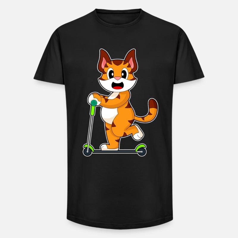 Tiger Scooter - Long Fit Männer T-Shirt - Schwarz
