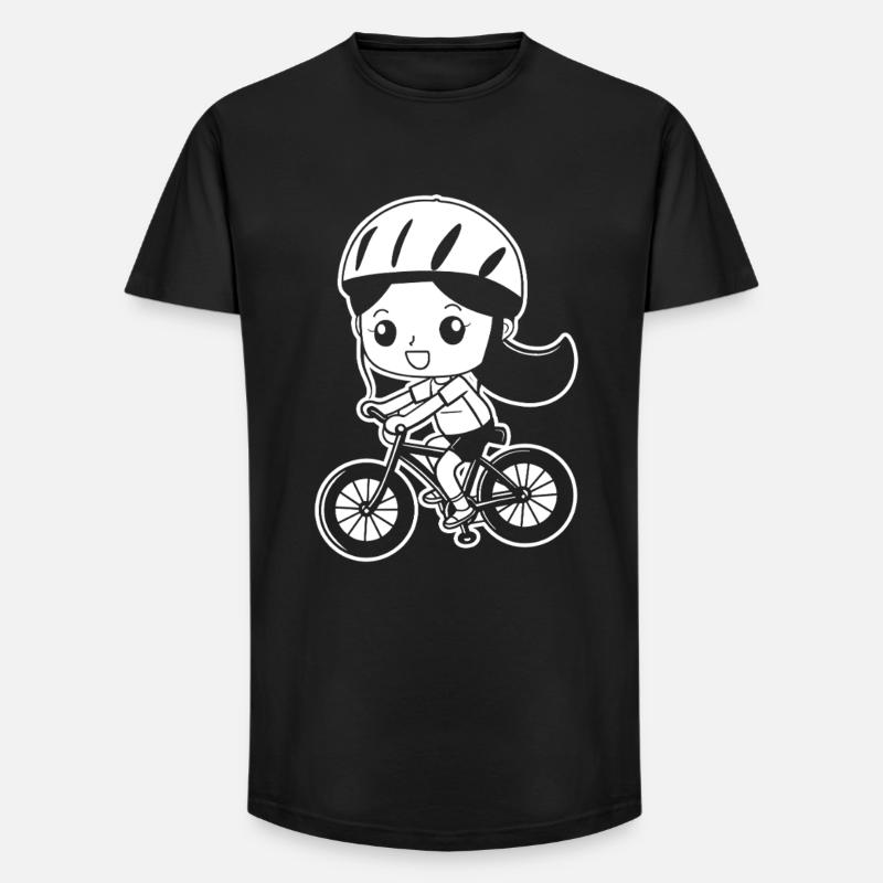 Radfahrerin Comic Stil - Long Fit Männer T-Shirt - Schwarz