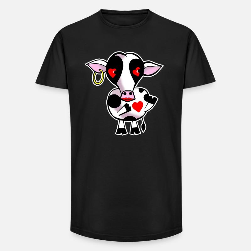 Kuh mit Herz - Long Fit Männer T-Shirt - Schwarz