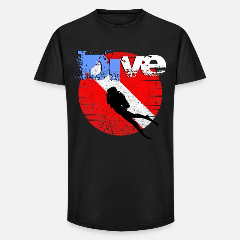 American Diver Down Flagge - Long Fit Männer T-Shirt - Schwarz