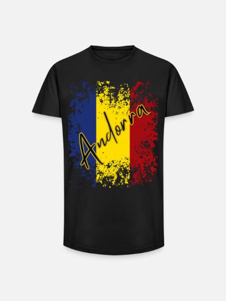 Drapeau d’Andorre, fierté andorrane - T-shirt coupe longue homme - noir