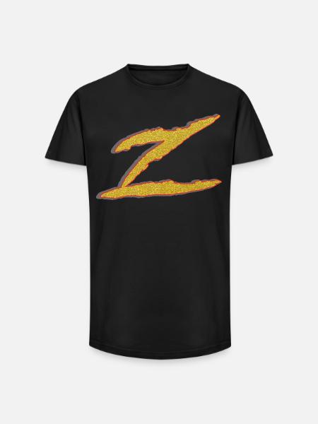 Lettre Z dorée - T-shirt coupe longue homme - noir