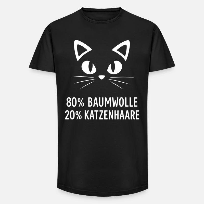 80% Baumwolle 20% Katzenhaar - Long Fit Männer T-Shirt - Schwarz