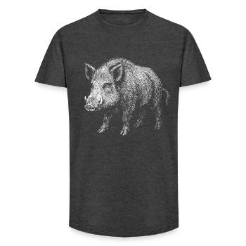 Wild boar - Long Fit Men's T-Shirt - charcoal grey - Front - AI Model Male 185 light (185cm)