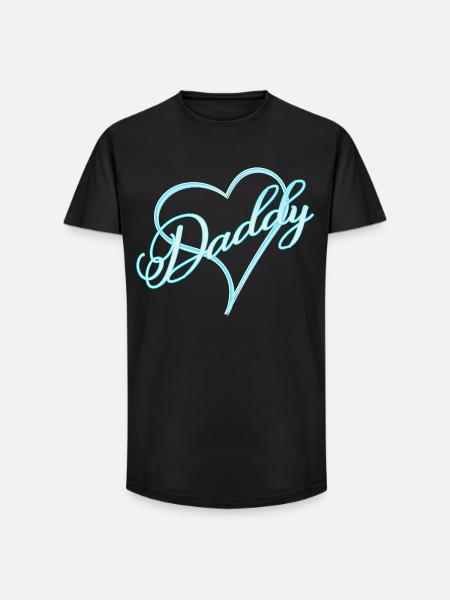 Daddy with Heart Boy Blue - Long Fit Men's T-Shirt - black