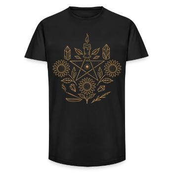Midsummer Altar - Sunflowers & Pentagram - Long Fit Men's T-Shirt - black - Front - AI Model Male 185 light (185cm)
