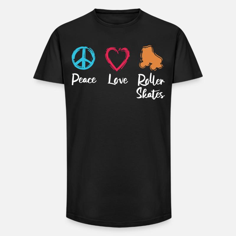 Frieden Liebe Rollerskates - Long Fit Männer T-Shirt - Schwarz