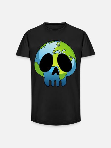 Skull of Planet Earth - Long Fit Men's T-Shirt - black
