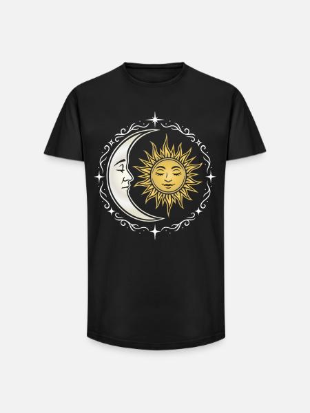 Sun and Moon - Spiritual Symbol - Long Fit Men's T-Shirt - black