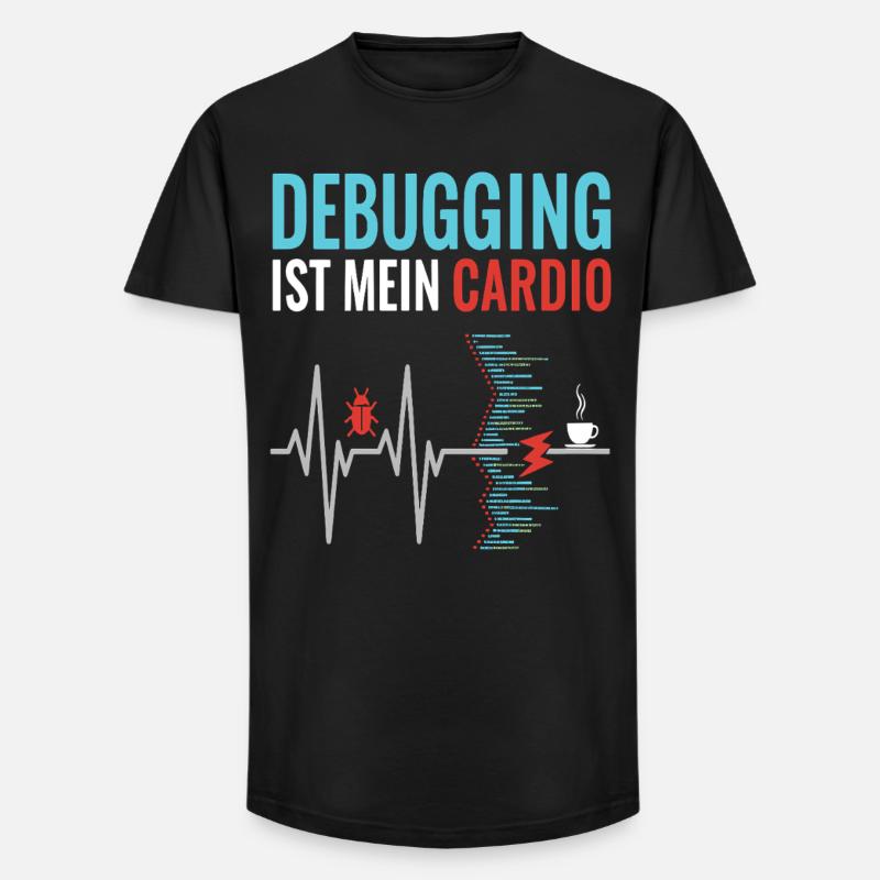 Debugging ist mein Cardio - Programmierer Nerd - Long Fit Männer T-Shirt - Schwarz