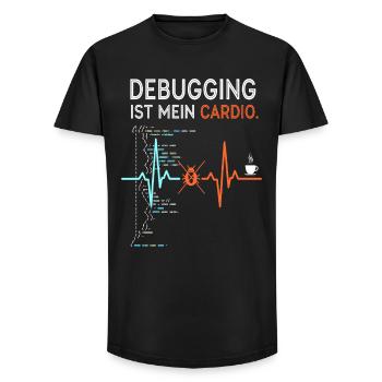 Debugging ist mein Cardio - Computer Nerd - Long Fit Männer T-Shirt - Schwarz - Vorne - AI Model Male 185 light (185cm)